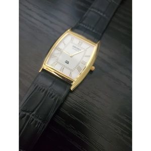 🔥RARE New Old Stock Seiko SQ Tonneau Tank Men's Leather‎ Watch